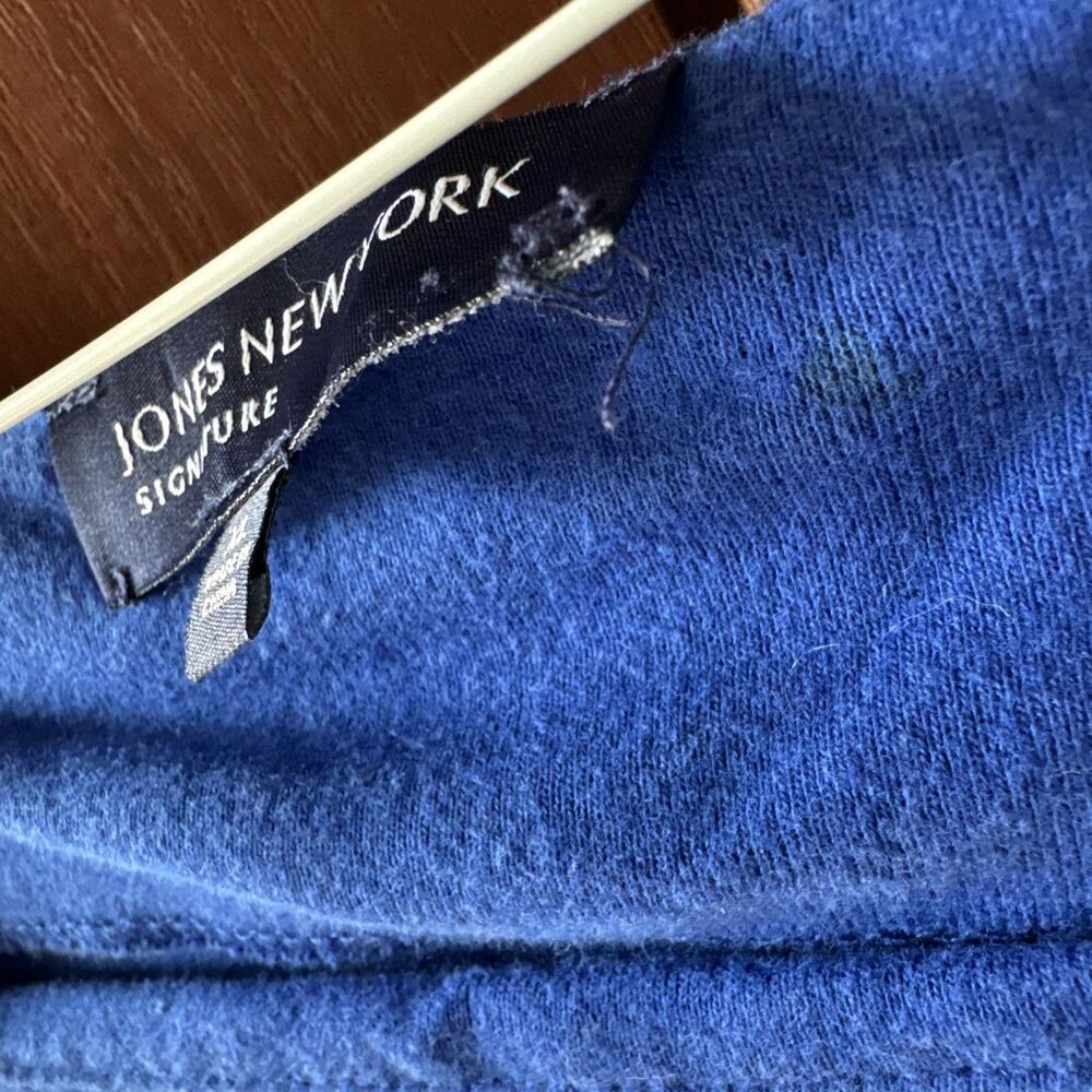 Jones New York Women's Short Sleeve Blue & White Striped Top XL - Picture 4 of 8